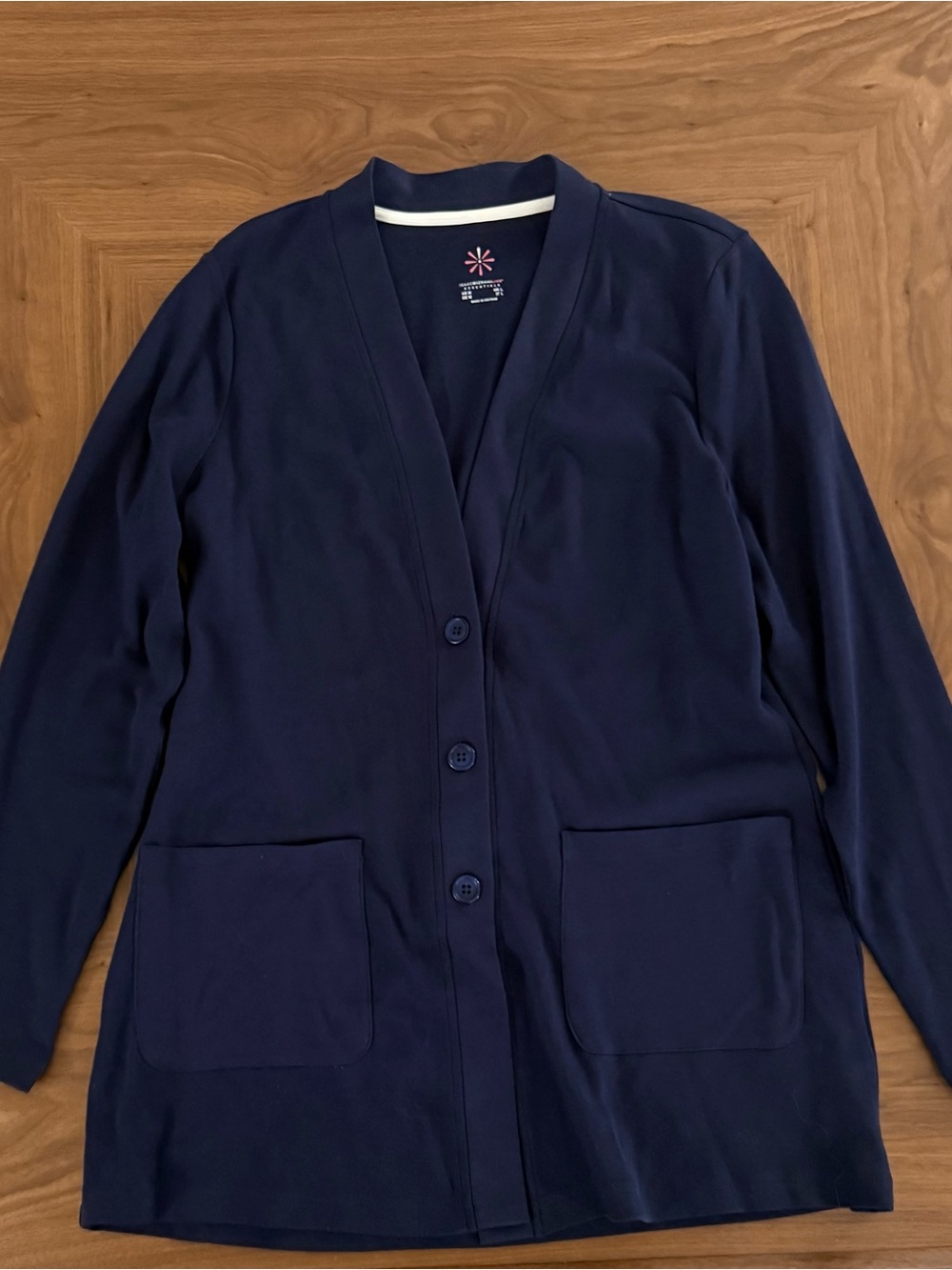 Isaac Mizrahi Women's Navy Button-Front Cotton Cardigan Sweater